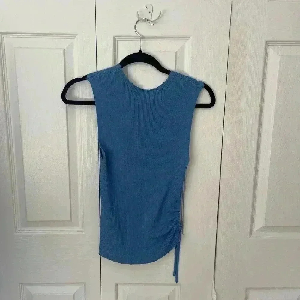 Zara blue knit tank top with adjustable side cutout - Picture 3 of 4